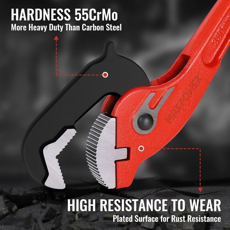 Max Power 14-inch Pipe Wrench, Self-Adjusting Pipe Wrench, Rapid Grip Multi-function Quick Self Adjustable Plumbing Pipe Capacity 0.7"-2" - Image 5